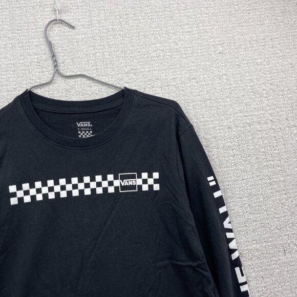 Y2K Vans Off The Wall Checkerboard Long Sleeve Black / White Women XS Skatercore - Picture 5 of 14